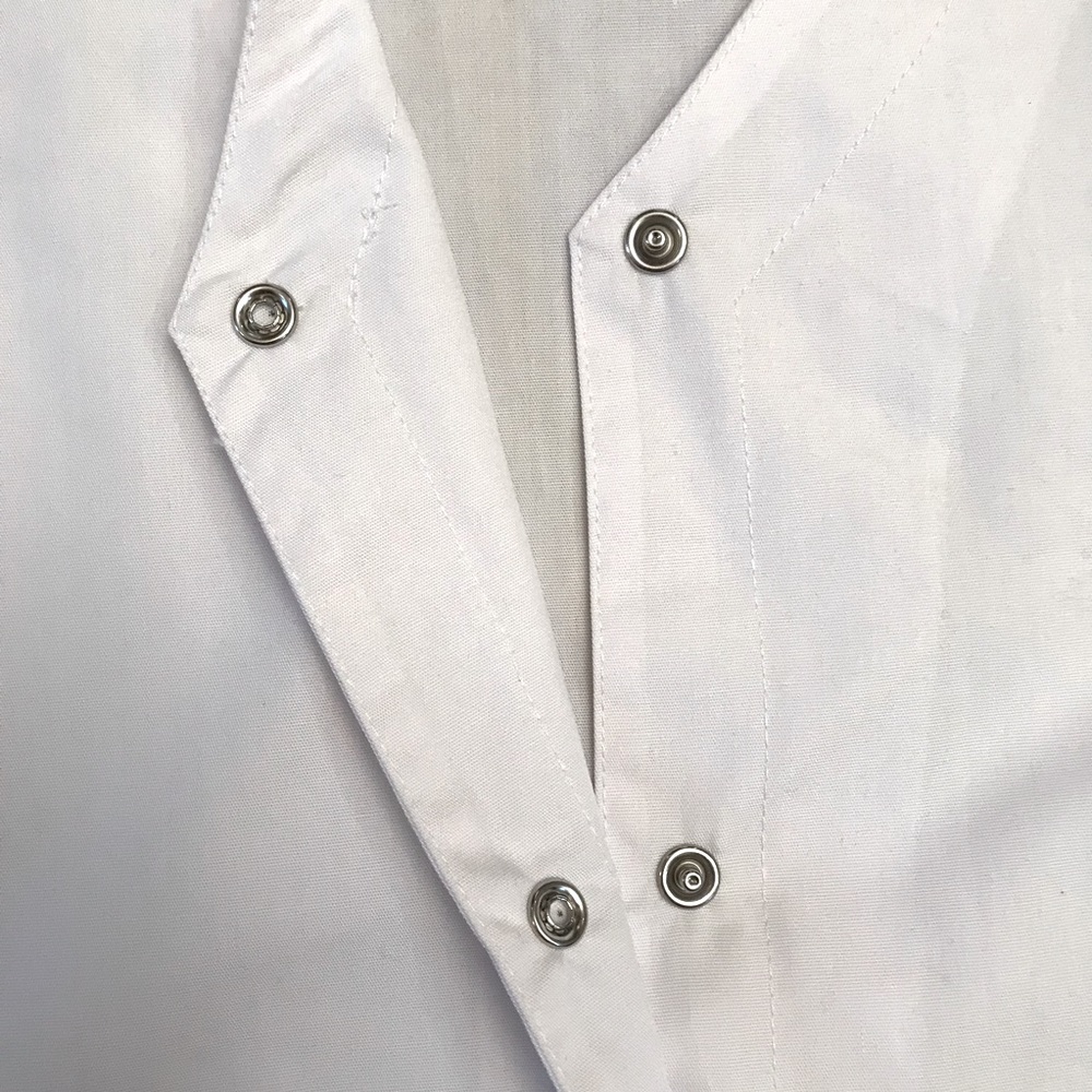 Adar Medical Scrubs Top NEW Plus Size 2XL White Short Sleeve Snap Button V Neck - Picture 7 of 7